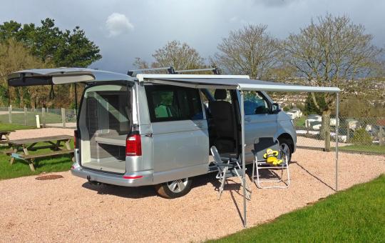 Awning out on VW California hire T6