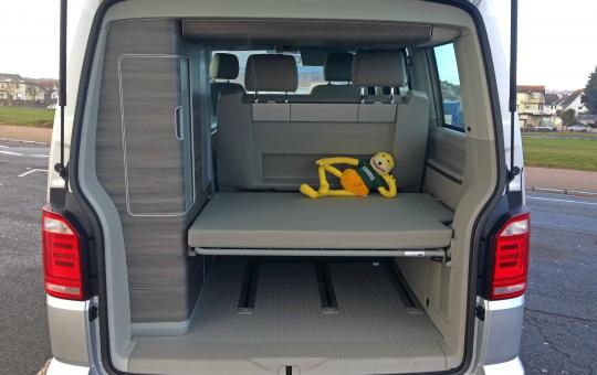 Tail garte up on VW California hire T6