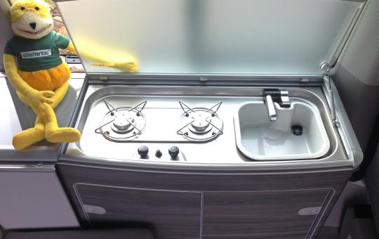 cooking in a VW California hire T6