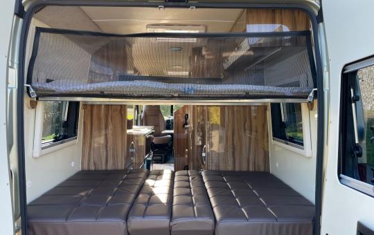 seating to the rear door in the motorhome